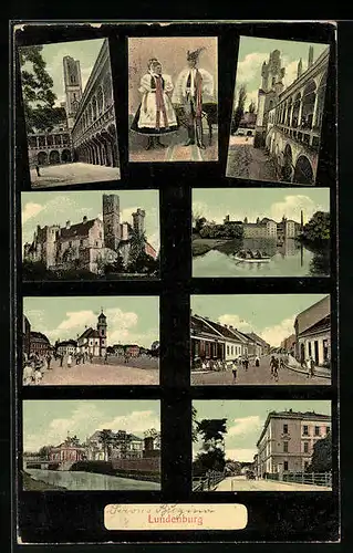 AK Breclava, Kostel, Partie, Zamek, Ulice