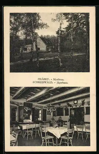 AK Schreibwald, Gasthof Jägerhaus, Innen- und Aussenansicht