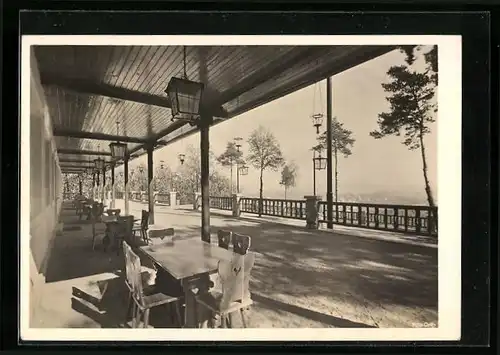AK Brünn / Brno-Schreibwald, Gasthof Neues Jägerhaus, Terrasse
