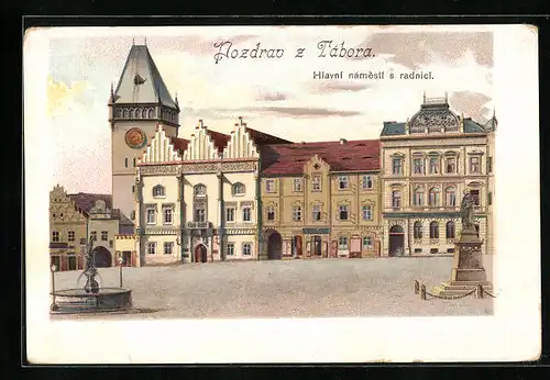 Lithographie Tabor, Hlavni namesti s radnici