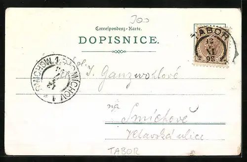 Lithographie Tabor, Radnice, Zizkuv pomnik, Klokoty