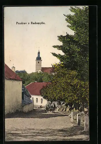 AK Radomysl, Strasse mit Blick zur Kirche