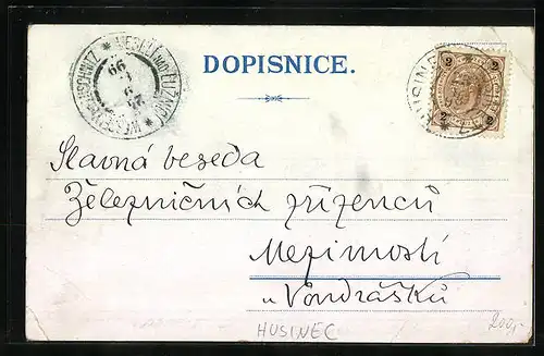 Lithographie Husinec, Husuv rodny domek pred pozarem