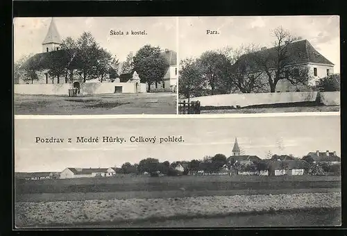 AK Modra Hurka, Skola a kostel, Fara, Celkovy pohled