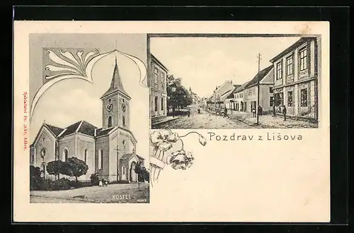 AK Lisova, Ulice, Kostel