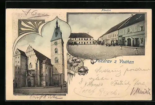 AK Vodnany, Kostel, Namesti