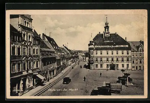 AK Oederan /Sa., Blick auf den Marktplatz