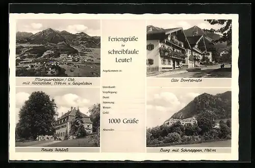 AK Marquartstein, Geigelstein, Neues Schloss, Alte Dorfstrasse
