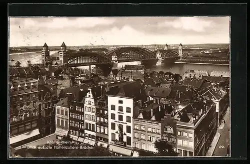 AK Köln, Blick auf die Hohenzollernbrücke