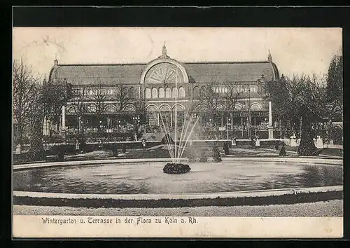 AK Köln-Riehl, Wintergarten u. Terrasse in der Flora zu Köln