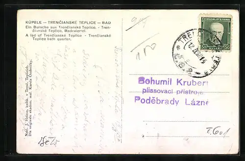 Künstler-AK Trenc. Teplice, Panorama