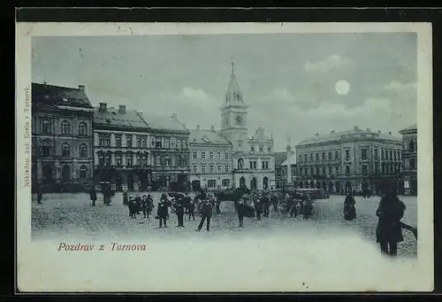 Mondschein-AK Turnau / Turnov, Námestí