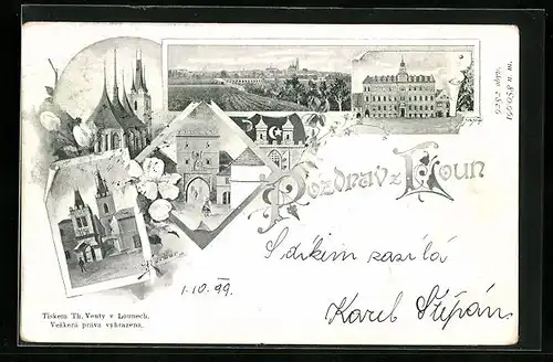 AK Laun / Louny, Kostel, Panorama