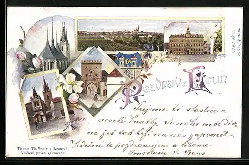 AK Laun / Louny, Kostel, Panorama