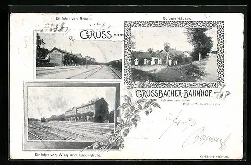 AK Grusbach, Blick über die Gleise auf den Bahnhof
