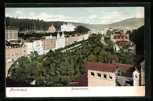 AK Marienbad, Kaiserstrasse mit Synagoge