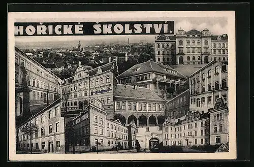 AK Horice, Fotomontage verschiedener Gebäude im Ort, Panorama