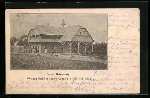 AK Horice, Pavilon Krkonossky, Vystava ceského severovychodu 1903