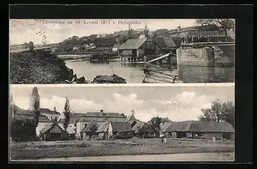AK Horepnik, Upominka na 16 kveten 1911, Hochwasser