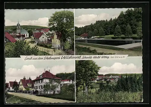 AK Wüstenrot, Schwimmbad, Strassenpartie, Ortspartie