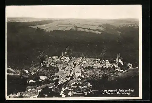 AK Manderscheid, Fliegeraufnahme mit Ober- u. Niederburg