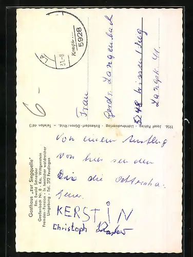 AK Grossenbach /Krs Wittgenstein, Gasthaus zur Siegquelle