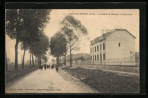 AK Lamotte-Breuil, La Route de Soissons à Compiègne