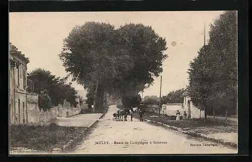 AK Jaulzy, Route de Compiègne à Soissons
