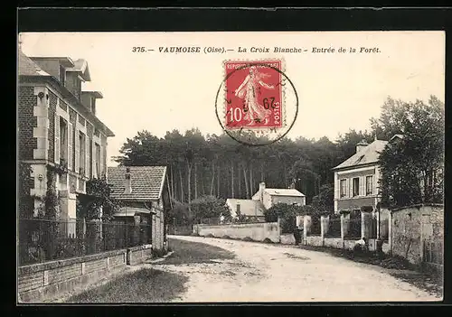 AK Vaumoise, La Croix Blanche, Entrée de la Forêt