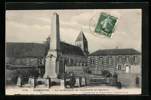 AK Épineuse, Le monument de Gambetta ert Spuller