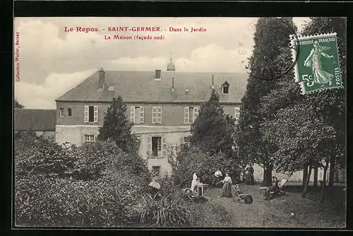 AK Saint-Germer, Le Repos, Dans le Jardin