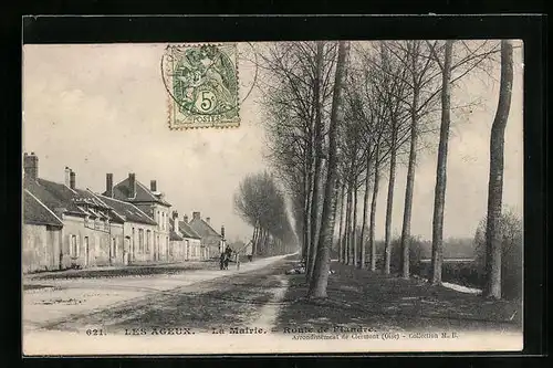 AK Les Ageux, La Mairie, Route de Flandre