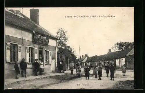 AK Sains-Morainvillers, La Grande-Rue