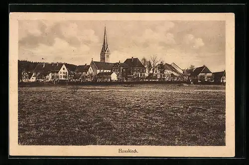 AK Hosskirch, Panoramaansicht mit Kirchturm