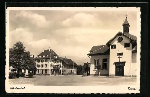 AK Wilhelmsdorf, Ortspartie mit Kirche