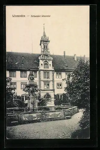AK Winnenden, Brunnen vor der Heilanstalt Winnental
