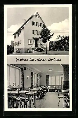 AK Ehningen, Gasthaus Otto Pflieger, Aussen- und Innenansicht