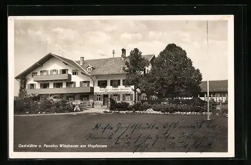 AK Füssen, Gasthaus und Pension Wiesbauer am Hopfensee