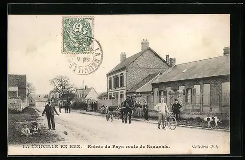 AK Neuville-en-Hez, Entrée du Pays route de Beauvais