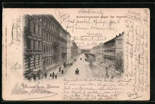 AK Brünn / Brno, Schmerlingstrasse gegen den Augarten