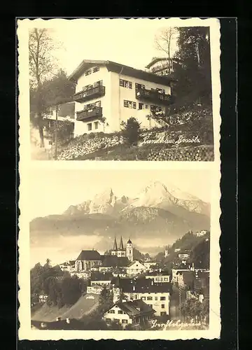AK Berchtesgaden, Hotel Landhaus Rossätz, Panorama