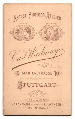 Fotografie Carl Wiedemeyer, Stuttgart, Marienstrasse 10, Jüngling in Sakko