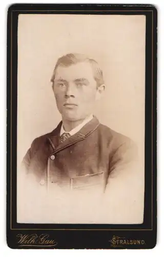 Fotografie Wilh. Gau, Stralsund, Böttcher Strasse 9, Portrait eines jungen Mannes mit Krawatte