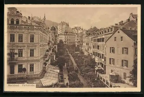 AK Karlsbad, Blick auf die Parkstrasse