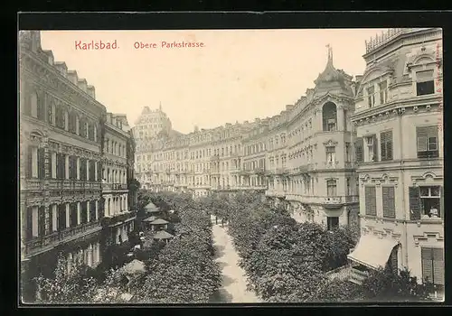 AK Karlsbad, Blick auf die Obere Parkstrasse