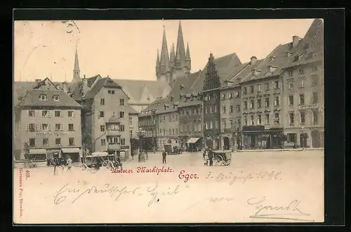 AK Eger, Kutschen auf dem unteren Marktplatz