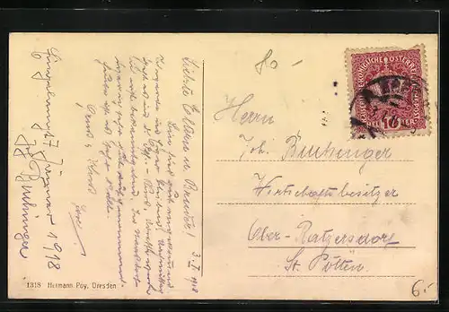 AK Eger, Marktplatz mit Rolandsbrunnen