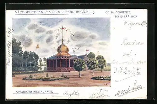 Künstler-AK Pardubice, Vychodoceska vystava 1903, Ausstellung