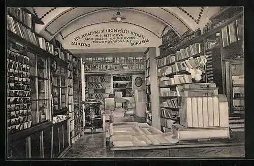 AK Leitomischl / Litomysl, J. R. Veselik, Bibliothek