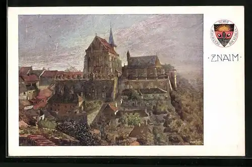 AK Deutscher Schulverein Nr. 267: Znaim, Ortskirche und Burg